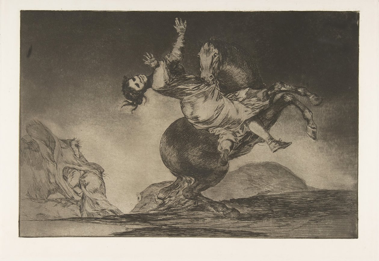 Tabliczka 10 z Disparates: Porywacz koni , ca. 1816-23 opublikowany 1864. autorstwa Francisco de Goya