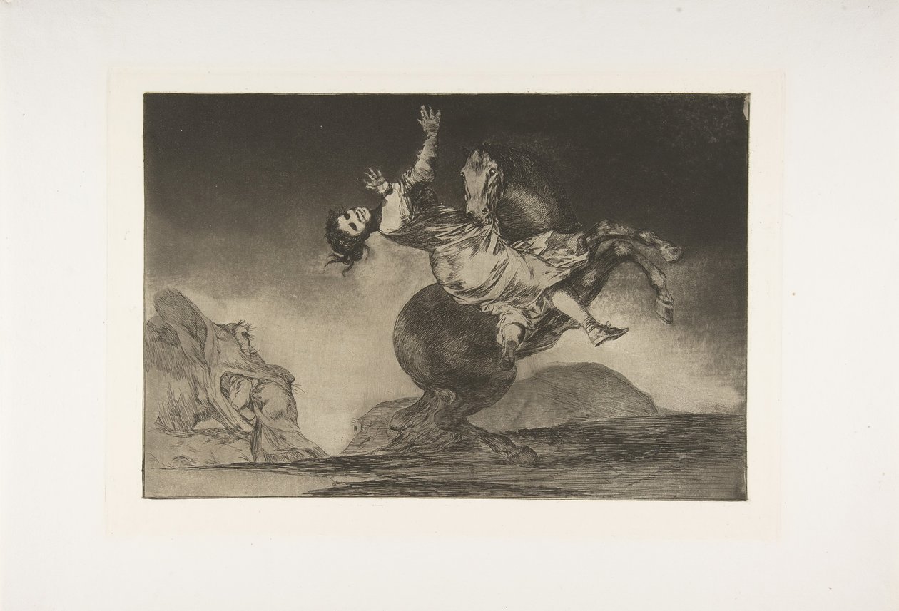 Tabliczka 10 z Disparates: Porywacz koni, ca. 1816-23 opublikowany 1864. autorstwa Francisco de Goya