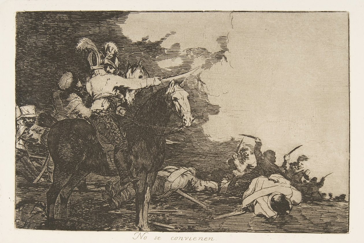 Tablica 17 z The Disasters of War Los Desastres de la Guerra: They ..., 1810 opublikowany 1863. autorstwa Francisco de Goya