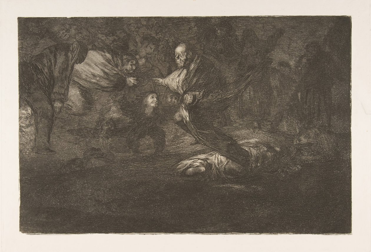 Tablica 18 z „Disparates”: Ptaki ze stada piór razem, ca. 1816-23 opublikowany 1864. autorstwa Francisco de Goya