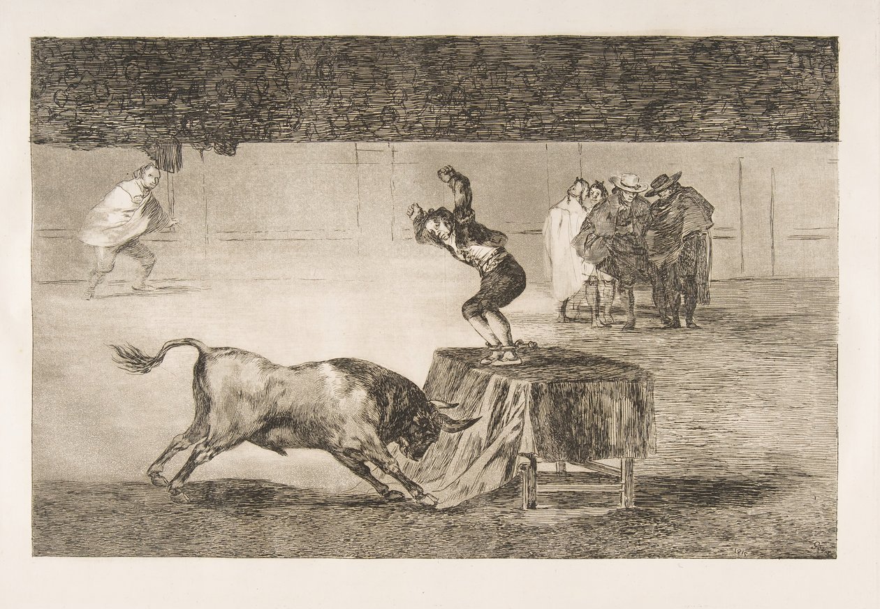 Tablica 19 Tauromachii: Kolejne jego szaleństwo na tym samym ringu., 1816. autorstwa Francisco de Goya
