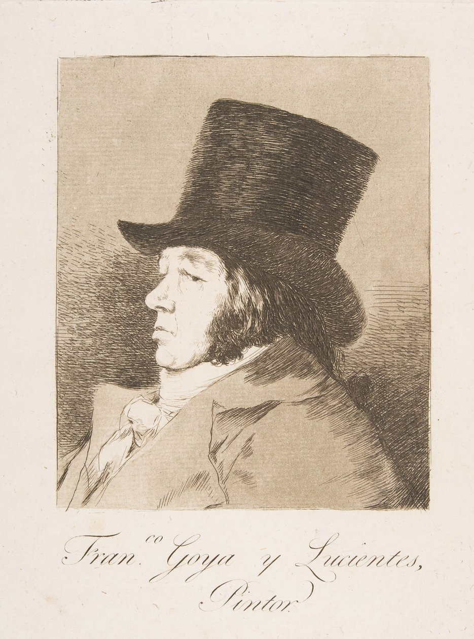 Płyta 1 z „Los Caprichos”: Autoportret Goyi Franco. Goya i Lucientes, malarz, 1799. autorstwa Francisco de Goya