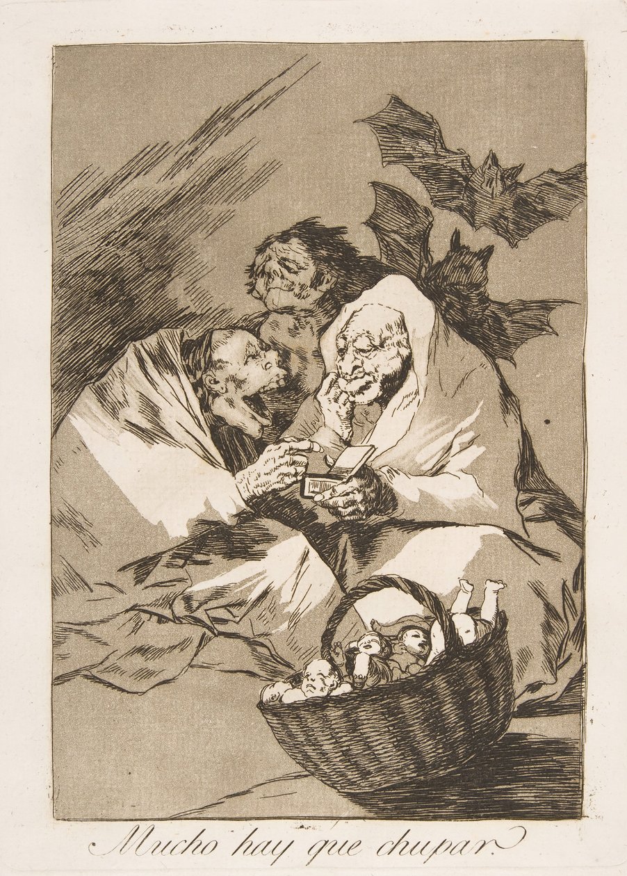 Płyta 45 z Los Caprichos: Jest mnóstwo do ssania autorstwa Francisco de Goya
