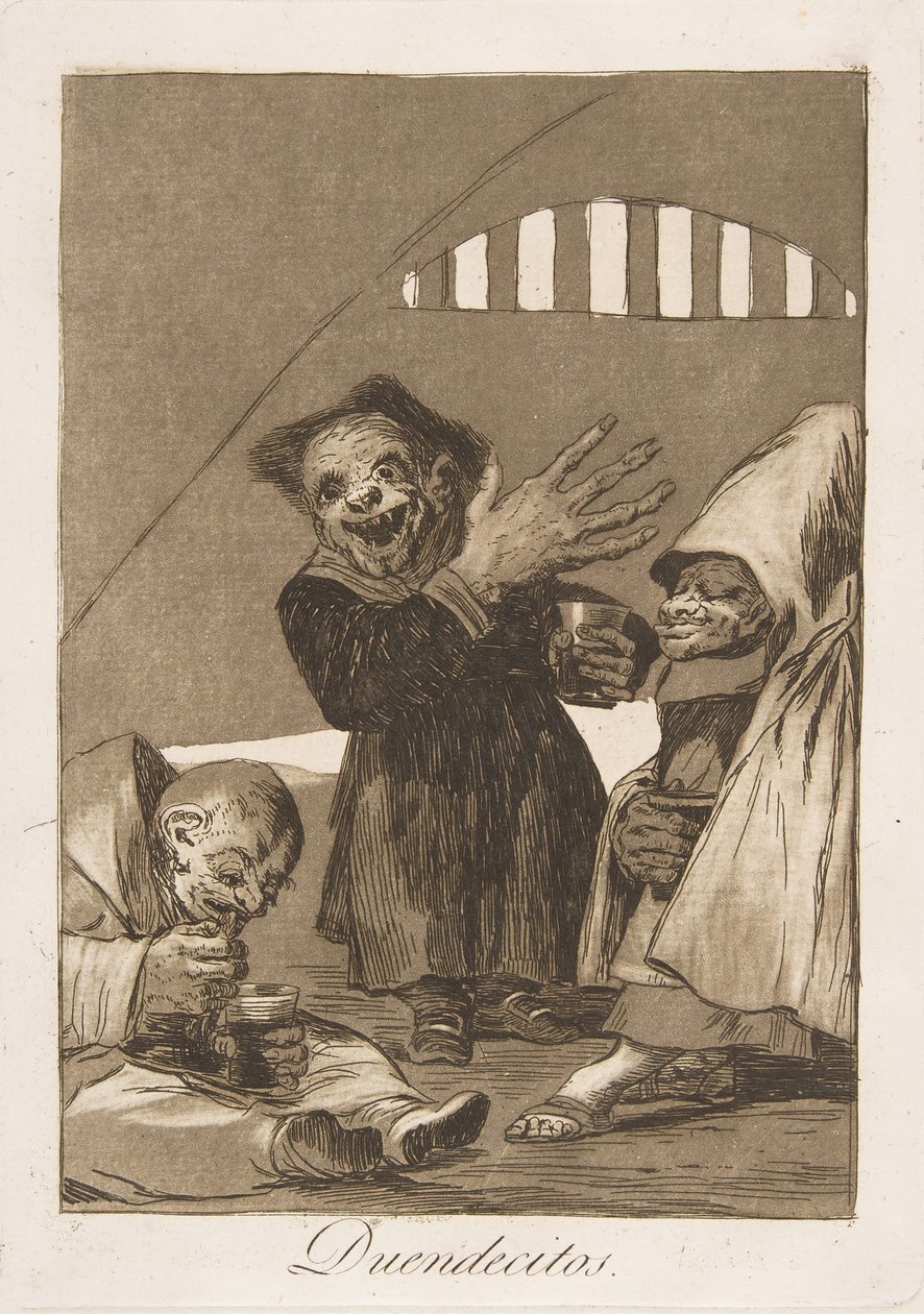 Tablica 49 z Los Caprichos: Hobgoblins Duendecitos., 1799. autorstwa Francisco de Goya