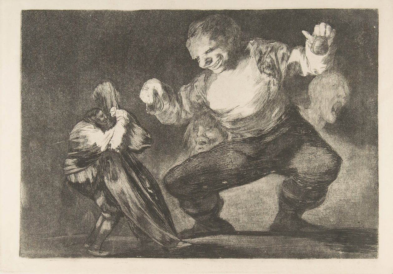 Tablica 4 z „Disparates”: Simpleton, ca. 1816-23 opublikowane w latach 1854-63. autorstwa Francisco de Goya
