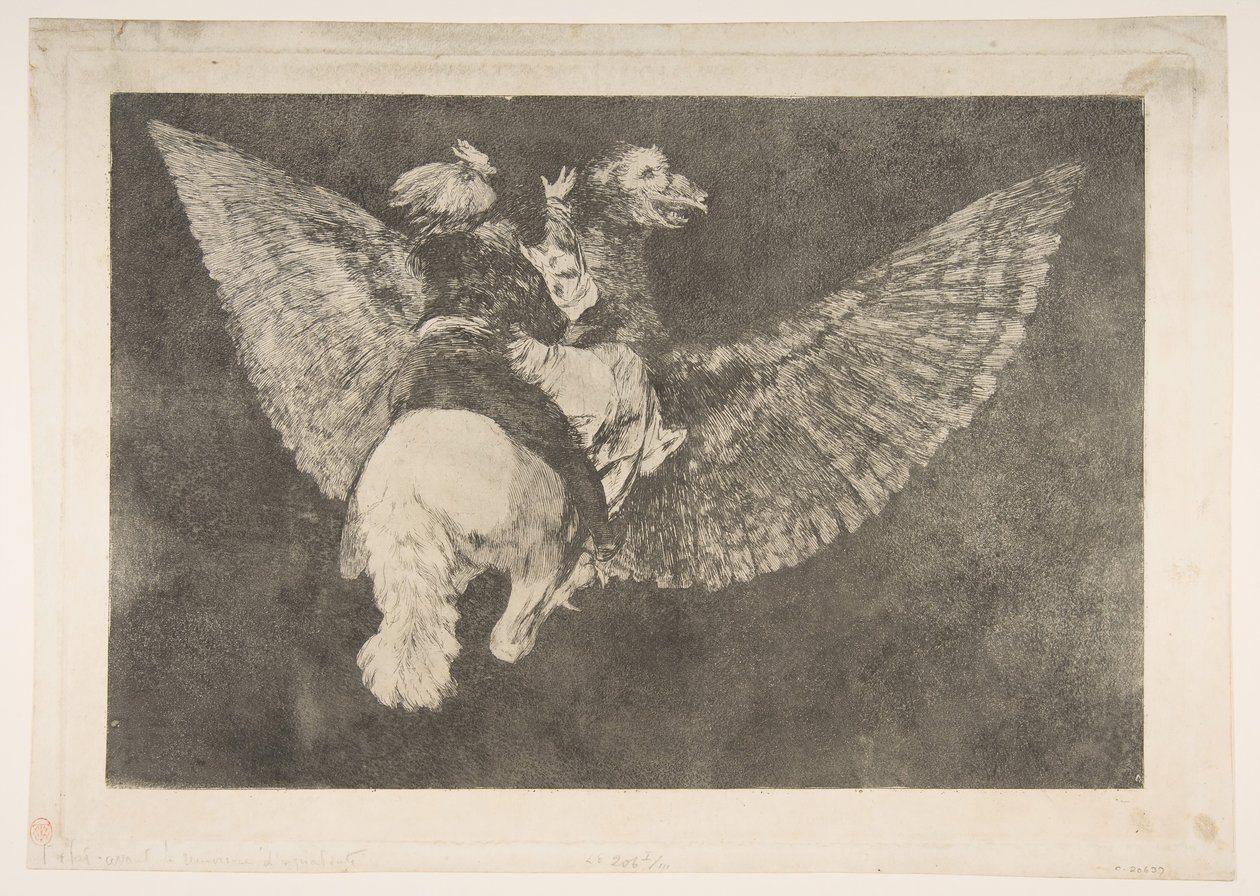 Tablica 5 z Disparates: Flying Folly, ca. 1816-23 drukarnia prywatna ok.1854. autorstwa Francisco de Goya