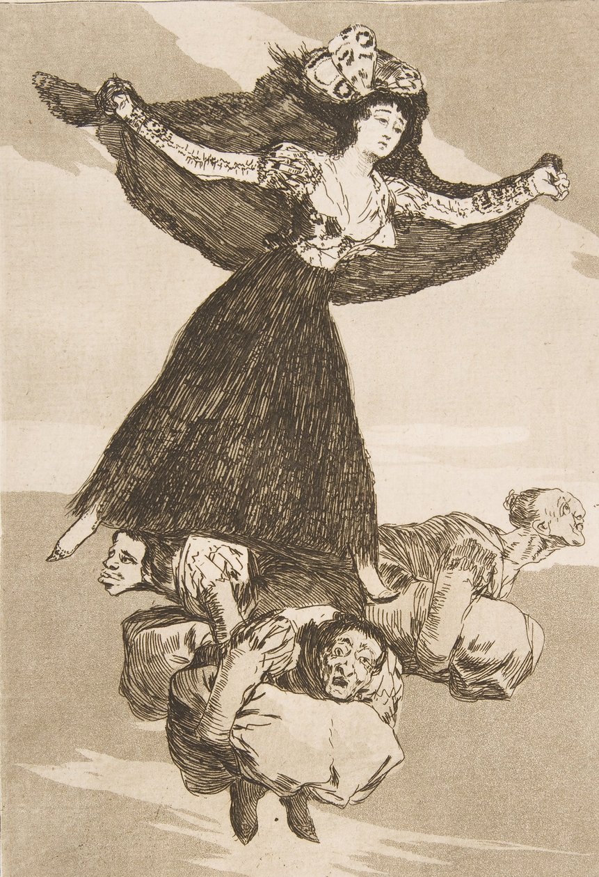 Tablica 61 z Los Caprichos: Polecieli na Volaverunt., 1799. autorstwa Francisco de Goya