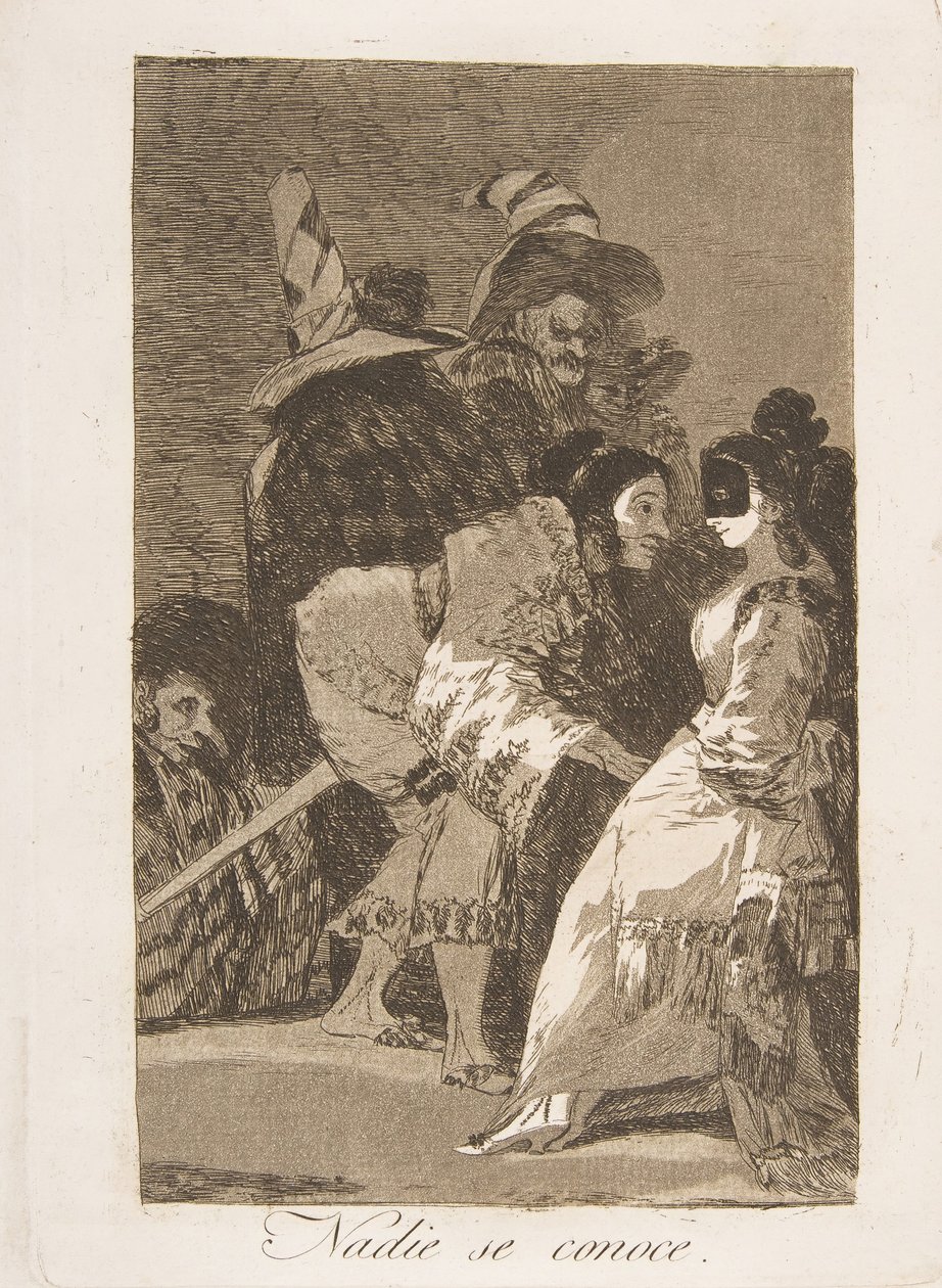 Tablica 6 z Los Caprichos: Nikt nie zna siebie Nadie se conoce., 1799. autorstwa Francisco de Goya