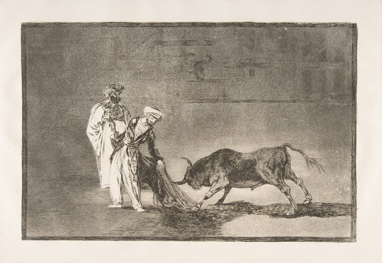Płyta 6 z Tauromaquia: Maurowie grają inną grę w ringu wzywającym bul..., 1816. autorstwa Francisco de Goya