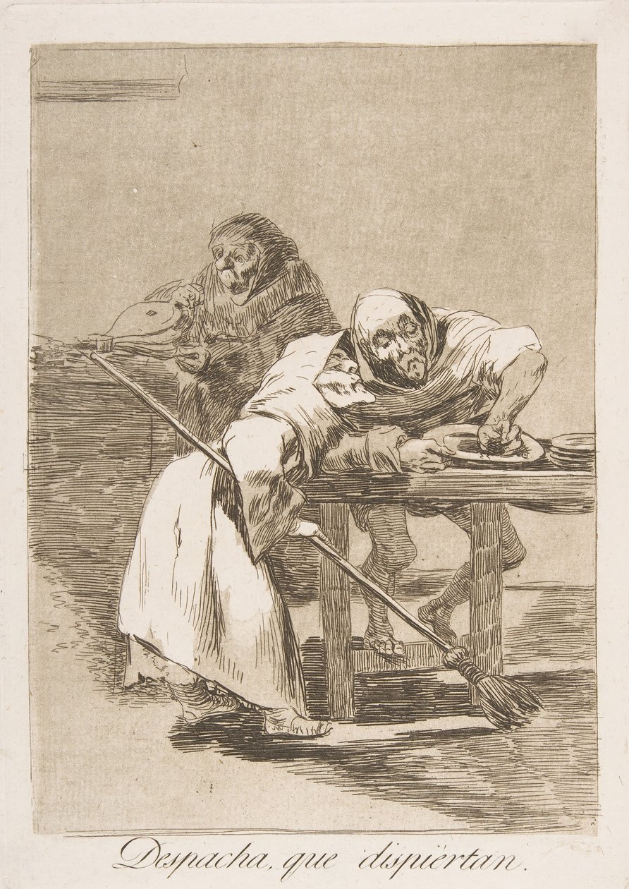 Tablica 78 z Los Caprichos: Szybko, budzą się Despacha, que dispiertan., 1799. autorstwa Francisco de Goya