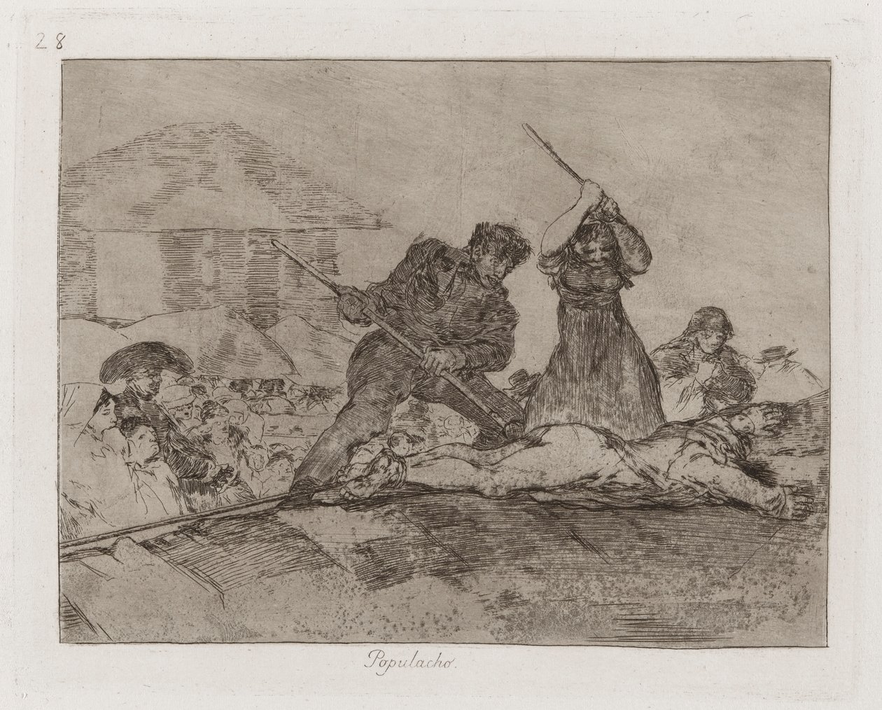 Rabble, tablica 28 z filmu Katastrofy wojny autorstwa Francisco de Goya