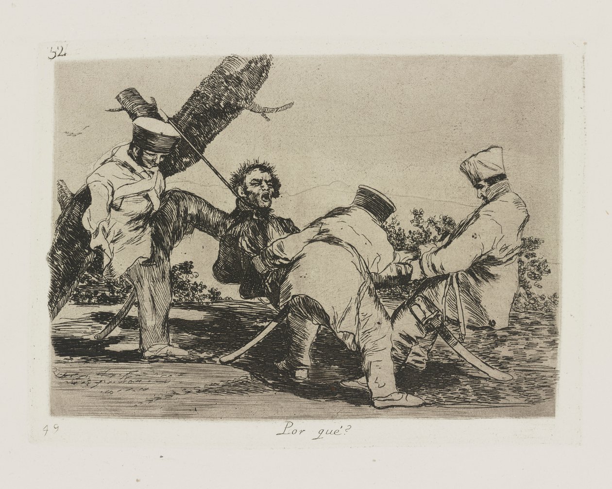 Czemu?? (Dlaczego?), pl. 32 z cyklu Katastrofy wojny autorstwa Francisco de Goya