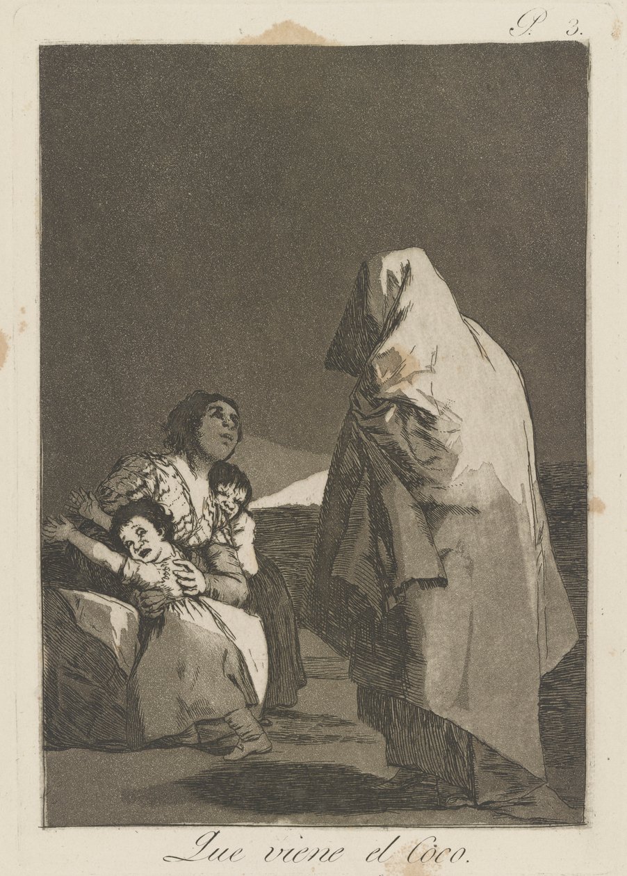 Szaleniec nadchodzi (Nadchodzi straszak-człowiek), pl. 3 z cyklu Kaprysy autorstwa Francisco de Goya