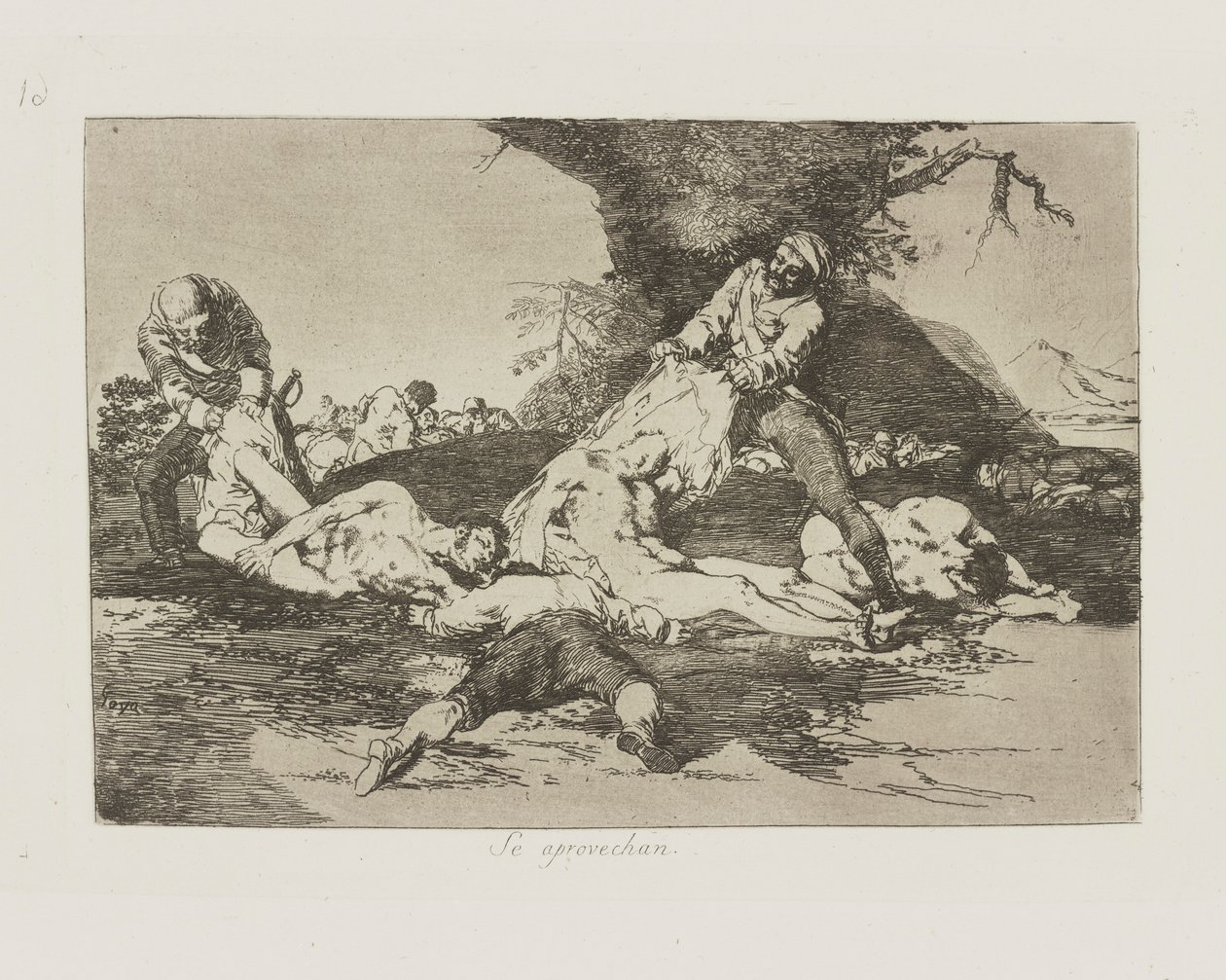 Se aprovechan. (Korzystają z nich.), pl. 16 z cyklu Los desastres de la guerra (Klęski wojny) autorstwa Francisco de Goya