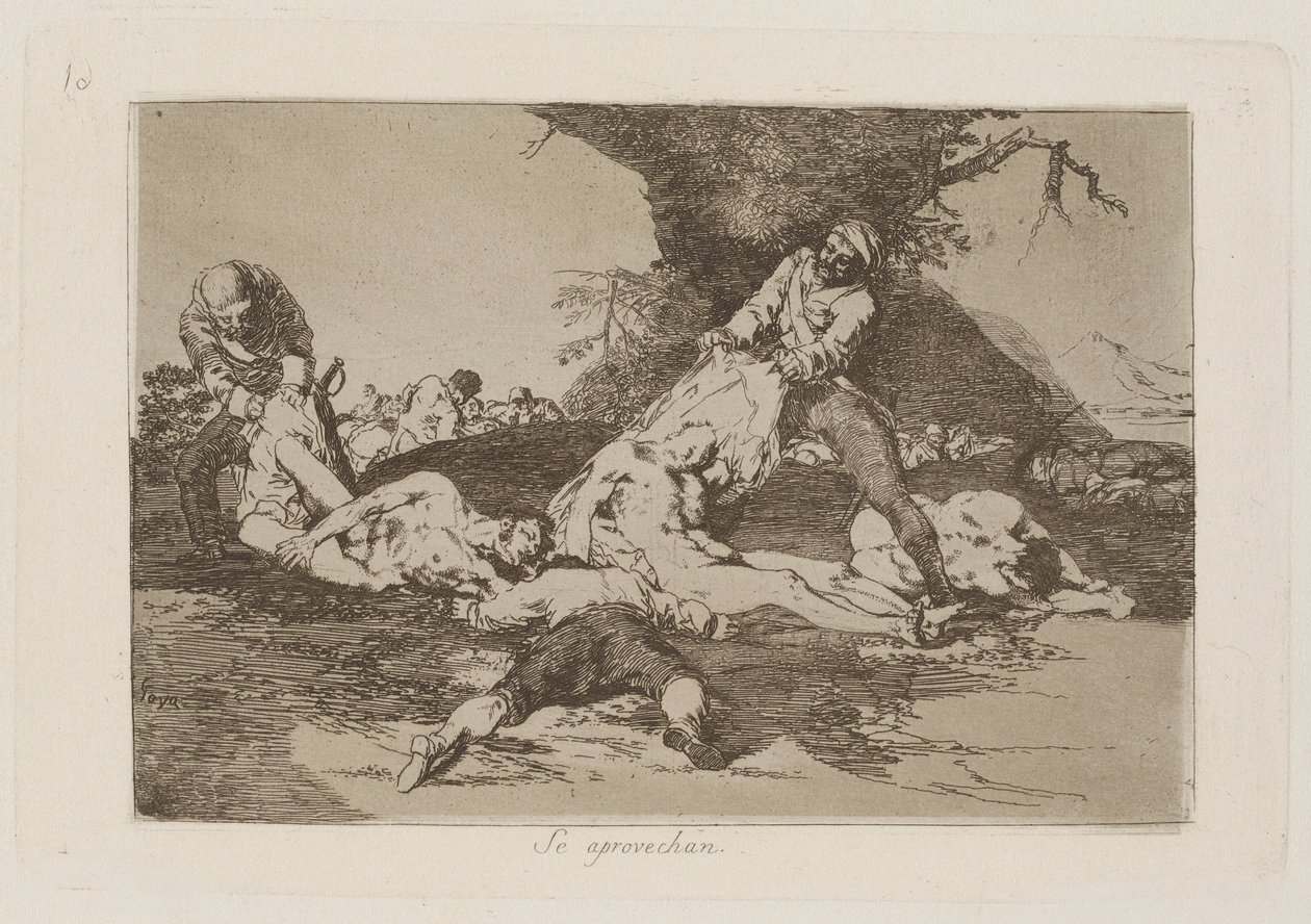 Se aprovechan (Korzystają z nich), pl. 16 z cyklu Los desastres de la guerra (Klęski wojny) autorstwa Francisco de Goya
