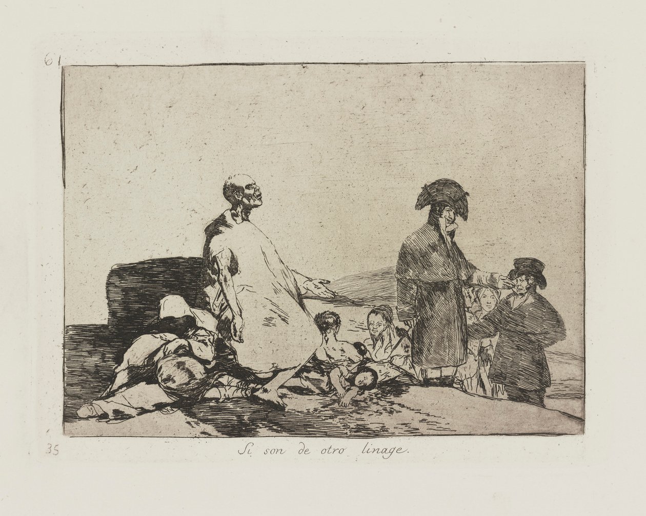 Jeśli są z innego rodu. (Być może są z innej rasy.), pl. 61 z cyklu Katastrofy wojny autorstwa Francisco de Goya