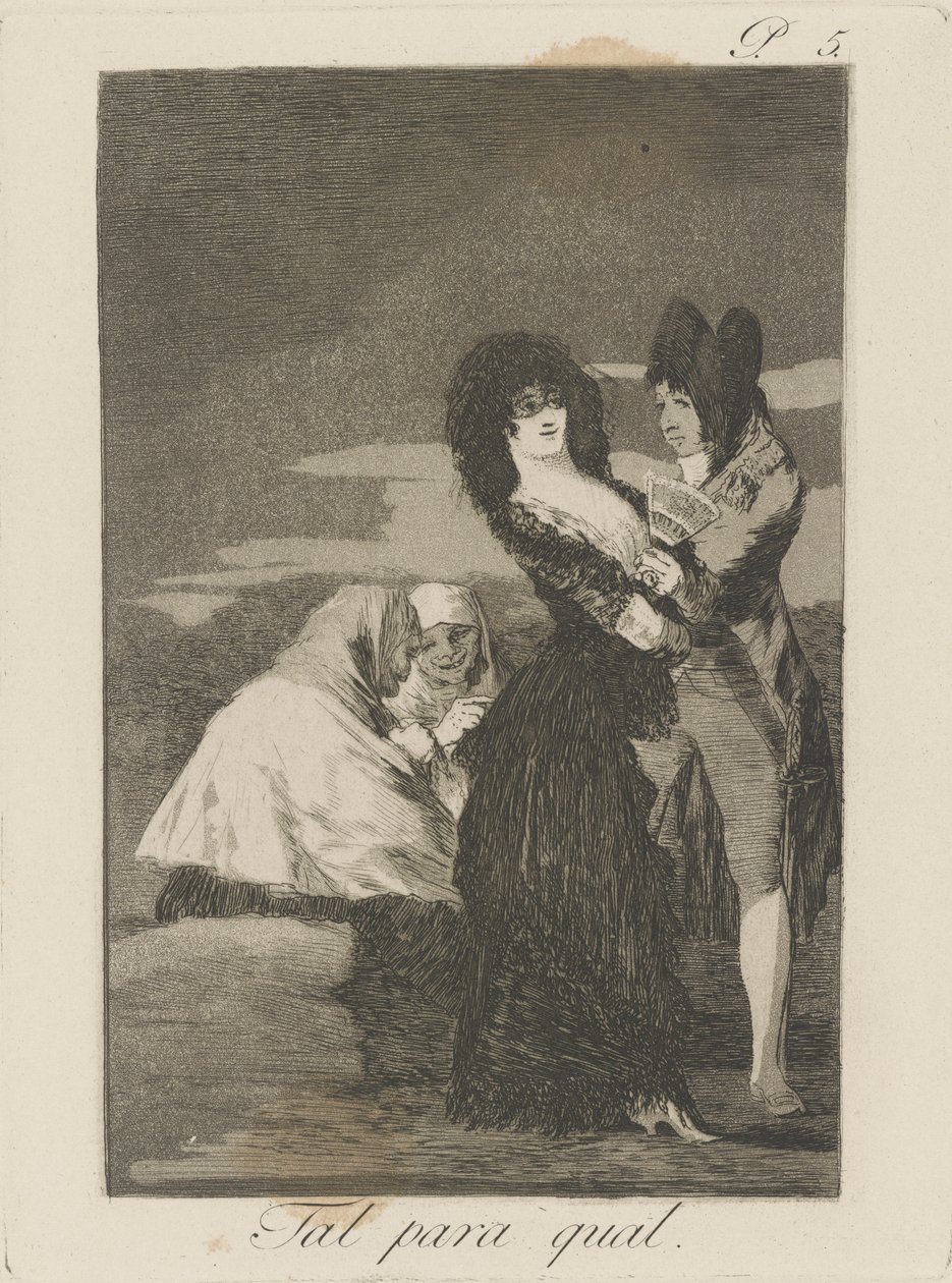 Tal para qual. (Dwóch w swoim rodzaju), pl. 5 z serii Los caprichos autorstwa Francisco de Goya