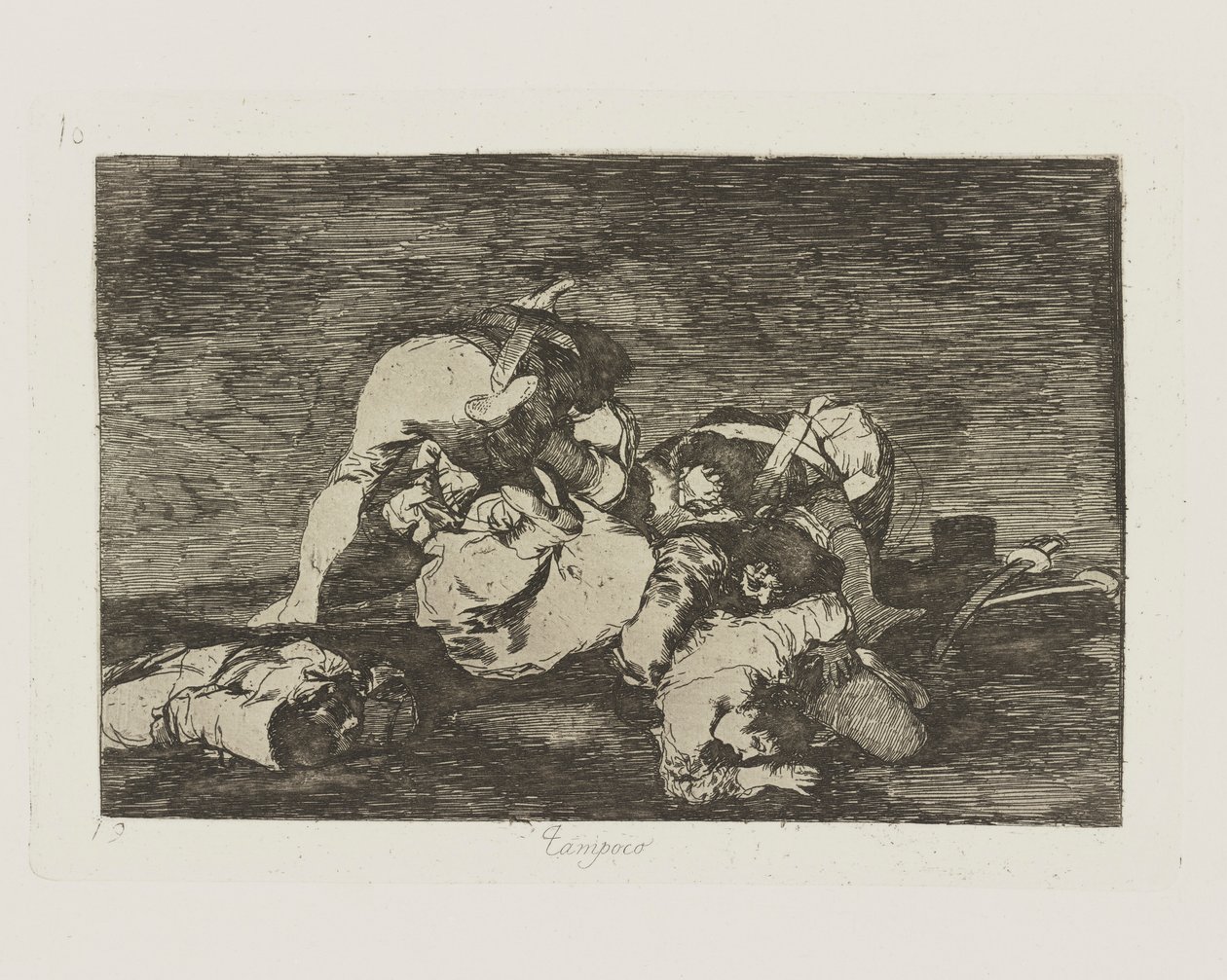 Zupełnie nie. (Ani [Róbcie to] ani.), pl. 10 z serii Katastrofy wojny autorstwa Francisco de Goya