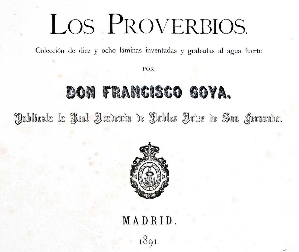 Strona tytułowa Los Proverbios lub Proverbs, 1819-1823 autorstwa Francisco de Goya