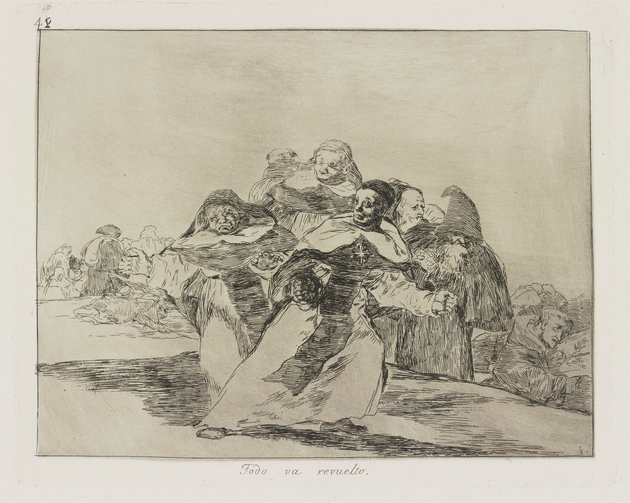 Wszystko się pomieszało. (Wszystko jest Topsy-Turvy.), pl. 42 z cyklu Katastrofy wojny autorstwa Francisco de Goya