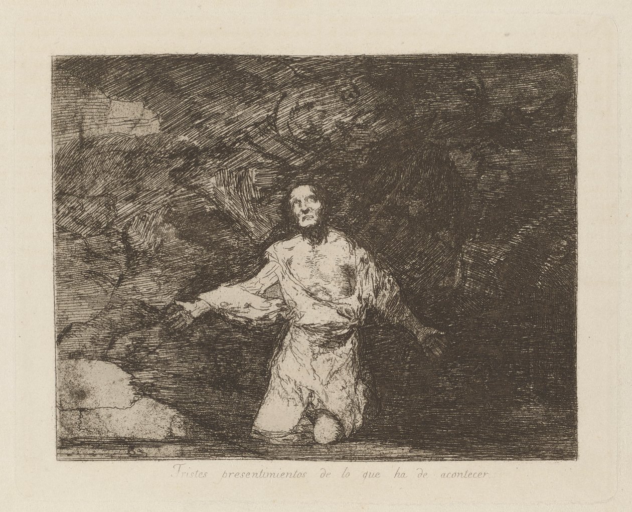 Smutne przeczucia tego, co się wydarzy, pl. 1 z serii Katastrofy wojny autorstwa Francisco de Goya