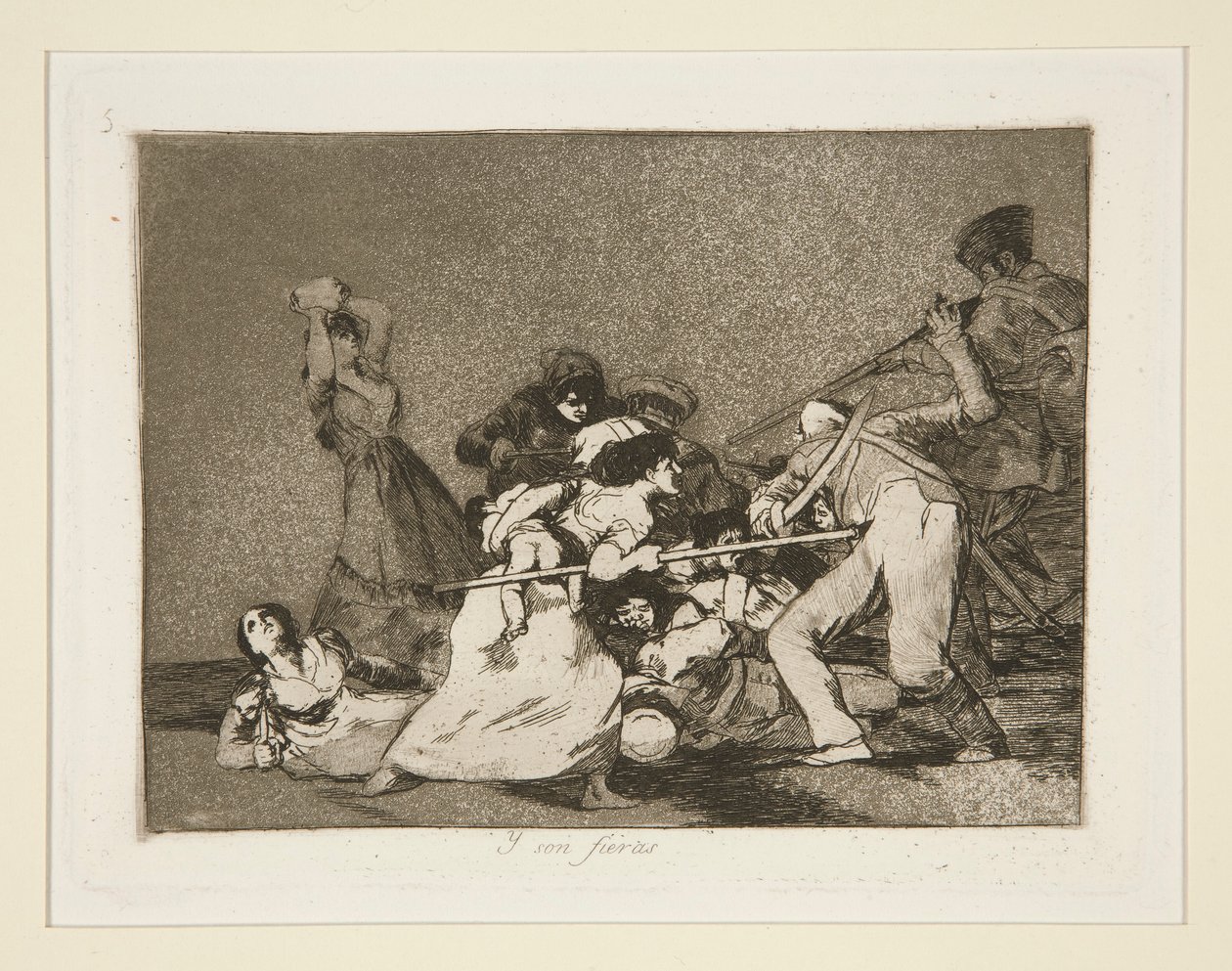 Y son fieras (I są jak dzikie zwierzęta), pl. 5 z Los desastres de la guerra (Klęski wojny) autorstwa Francisco de Goya