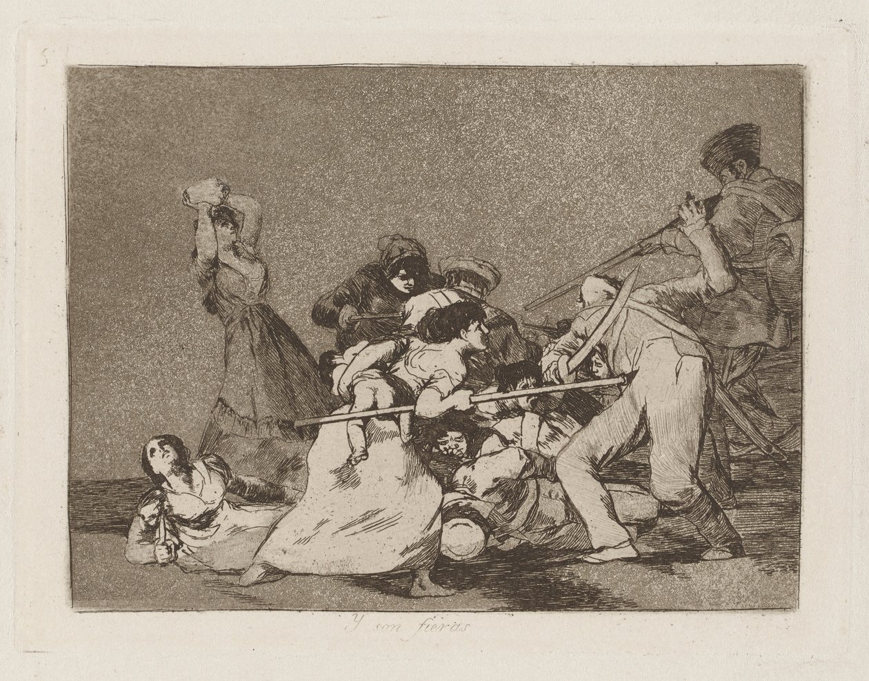 Y son fieras (I są jak dzikie zwierzęta), pl. 5 z serii Los desastres de la guerra (Klęski wojny) autorstwa Francisco de Goya