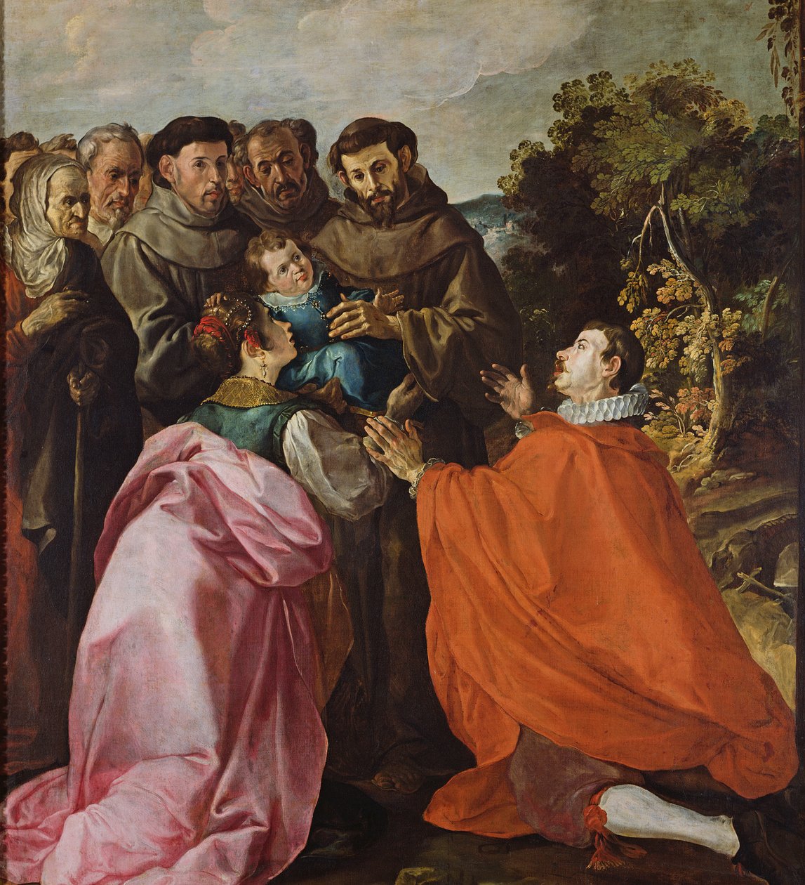 Uzdrowienie św. Bonawentury przez św. Franciszka z Asyżu, ok. 1628 autorstwa Francisco Herrera