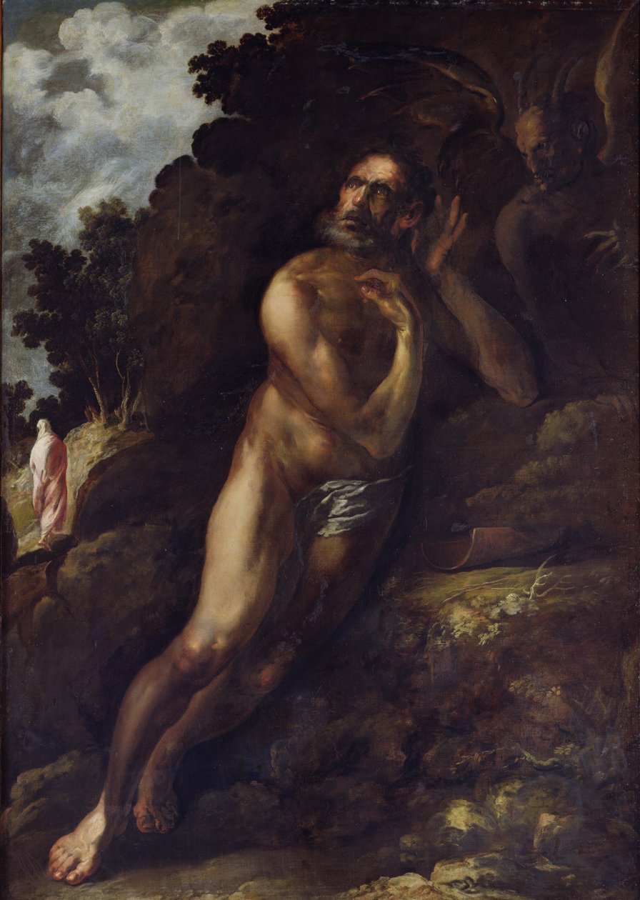 Hiob kuszony przez diabła, 1636 autorstwa Francisco Herrera
