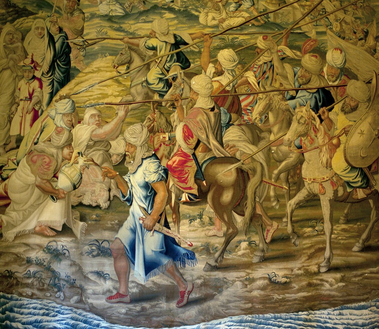 Les soldats arabe - Detail de la conquete de Tunis (Tunezja) - Gobelin autorstwa Francisco i Corneliusa Van der Ggot (XVIII wiek), tkany w królewskiej fabryce gobelinów, połowa XVIII wieku, po gobelinie z XVI wieku autorstwa Willema de Pannemakera - (Tunis autorstwa Francisco Ignacio Vandergoten Canyuwell