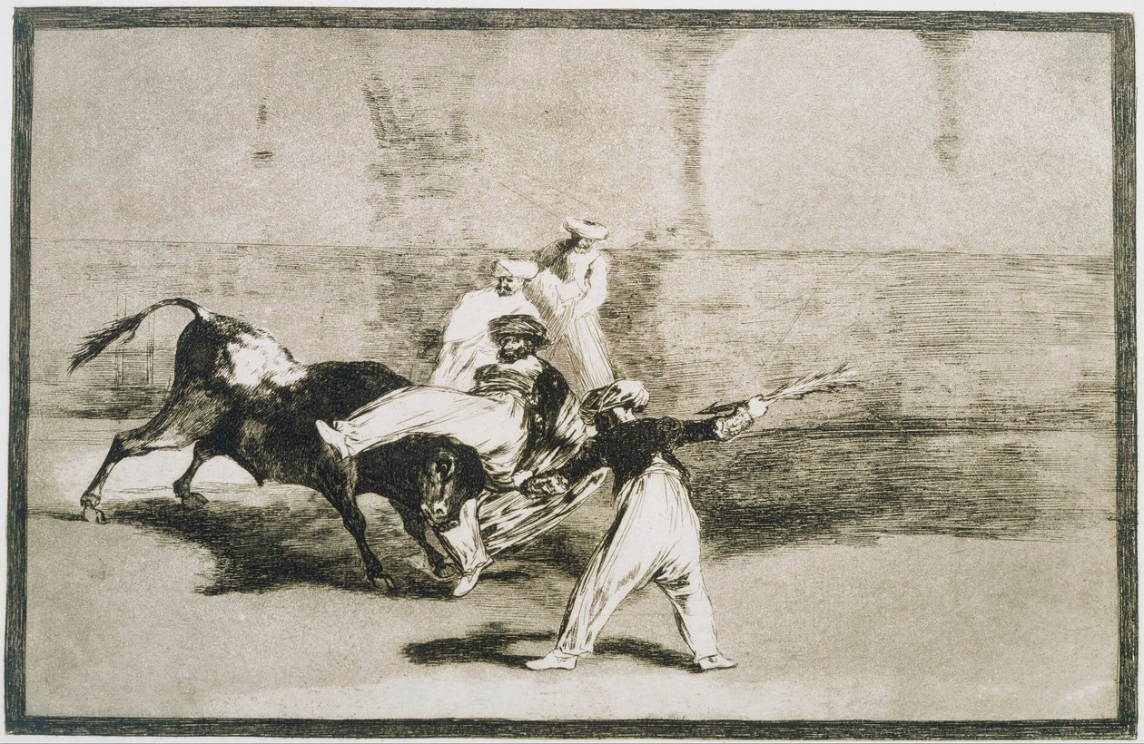 Wrzosowisko schwytane przez byka... z La Tauromaquia autorstwa Francisco de Goya