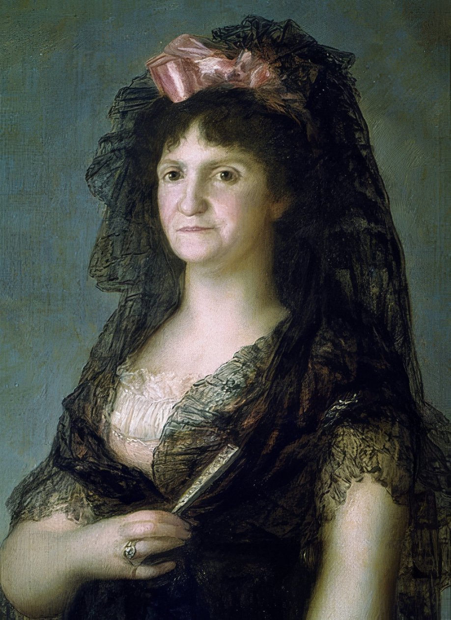 Portret Marii Lusi z mantylką. 1799. Szczegóły autorstwa Francisco de Goya