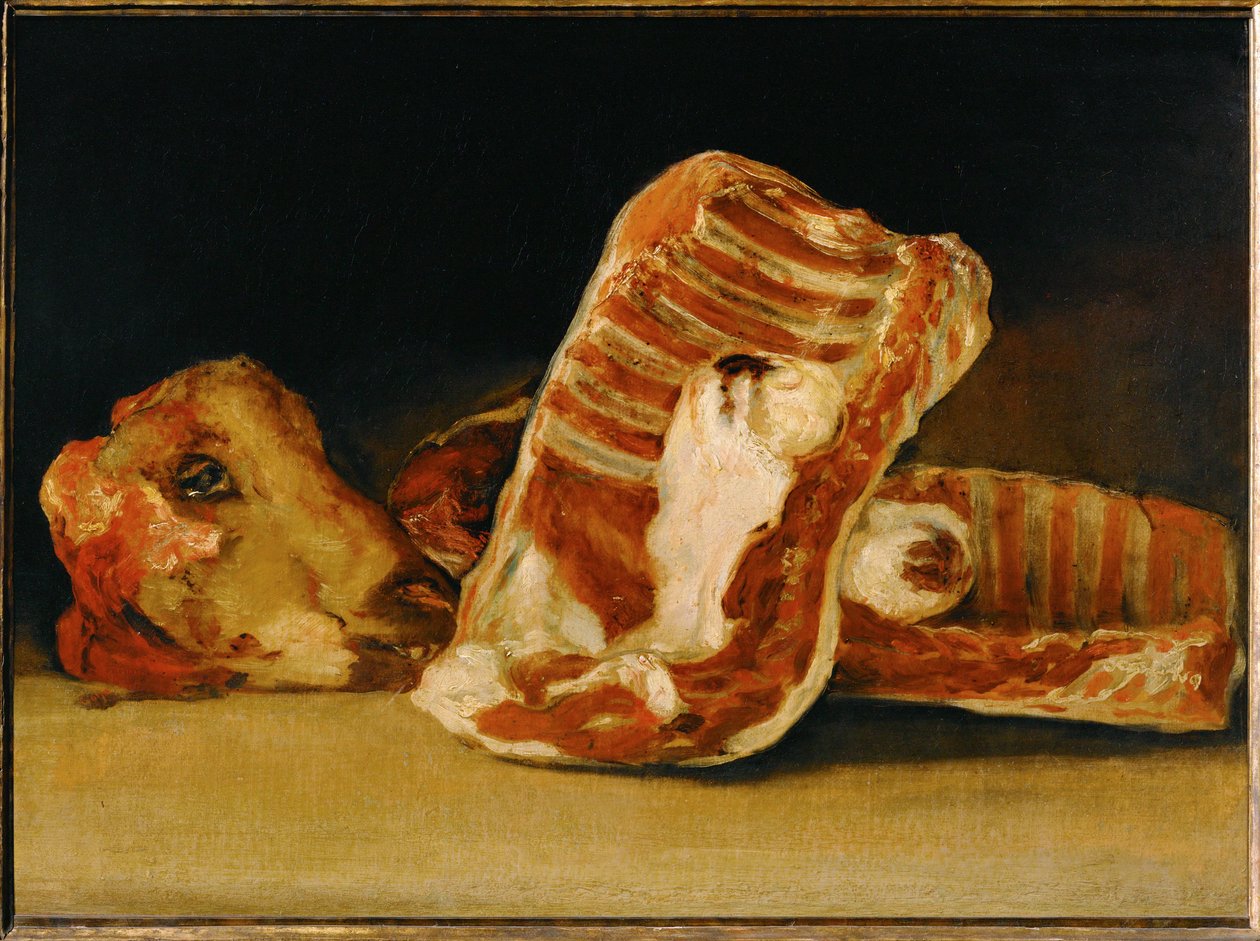 Nature Morte a la tete de mouton - Martwa natura z głową owcy ... autorstwa Francisco Jose de (circle of) Goya y Lucientes