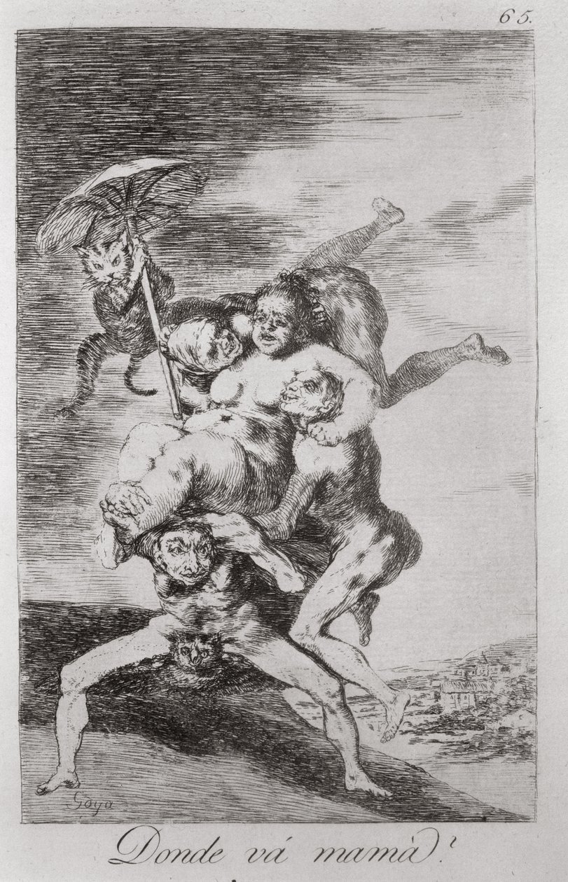 193-0082165 Dokąd idzie matka?, płyta 65 „Los caprichos” autorstwa Francisco Jose de Goya y Lucientes
