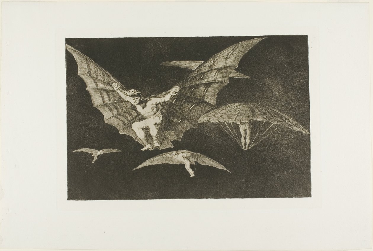 A Way of Flying, z Disparates, opublikowana jako tablica 13 w Los Proverbios (Przysłowia) autorstwa Francisco Jose de Goya y Lucientes