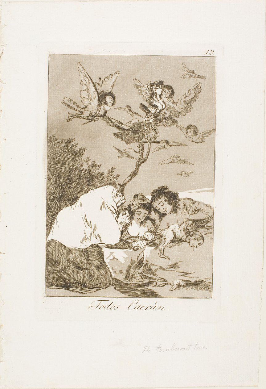All Will Fall, płyta 19 z Los Caprichos autorstwa Francisco Jose de Goya y Lucientes