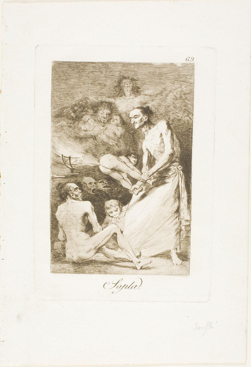 Cios, płyta 69 z Los Caprichos autorstwa Francisco Jose de Goya y Lucientes