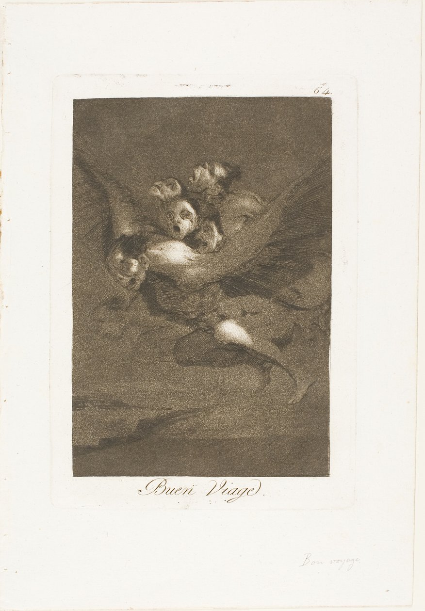 Bon voyage, płyta 64 z Los Caprichos autorstwa Francisco Jose de Goya y Lucientes