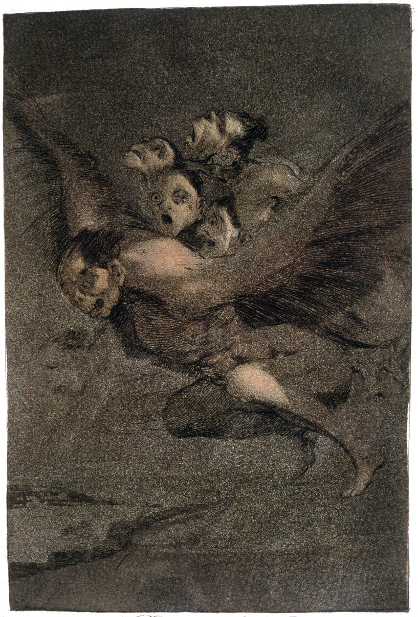 Buen Viage (bezpieczna podróż). Skrzydlate Potwory. ok. 1802 (grawerowanie) autorstwa Francisco Jose de Goya y Lucientes