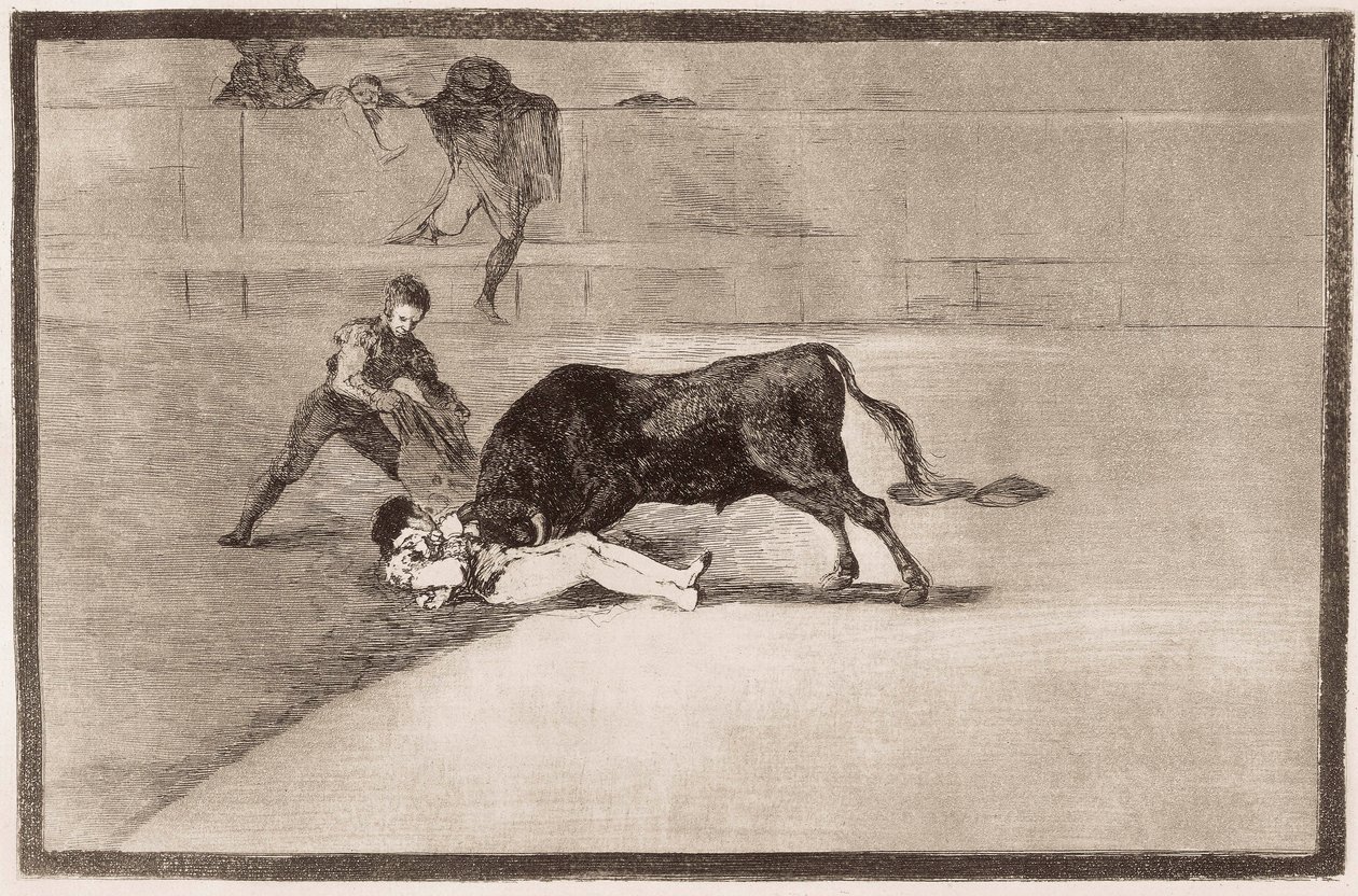Walka byków: pechowa śmierć Pepe Hillo autorstwa Francisco de Goya