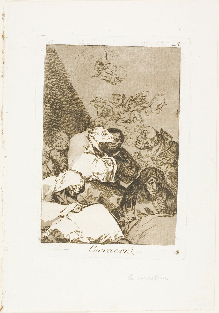 Korekta, tablica 46 z Los Caprichos autorstwa Francisco Jose de Goya y Lucientes
