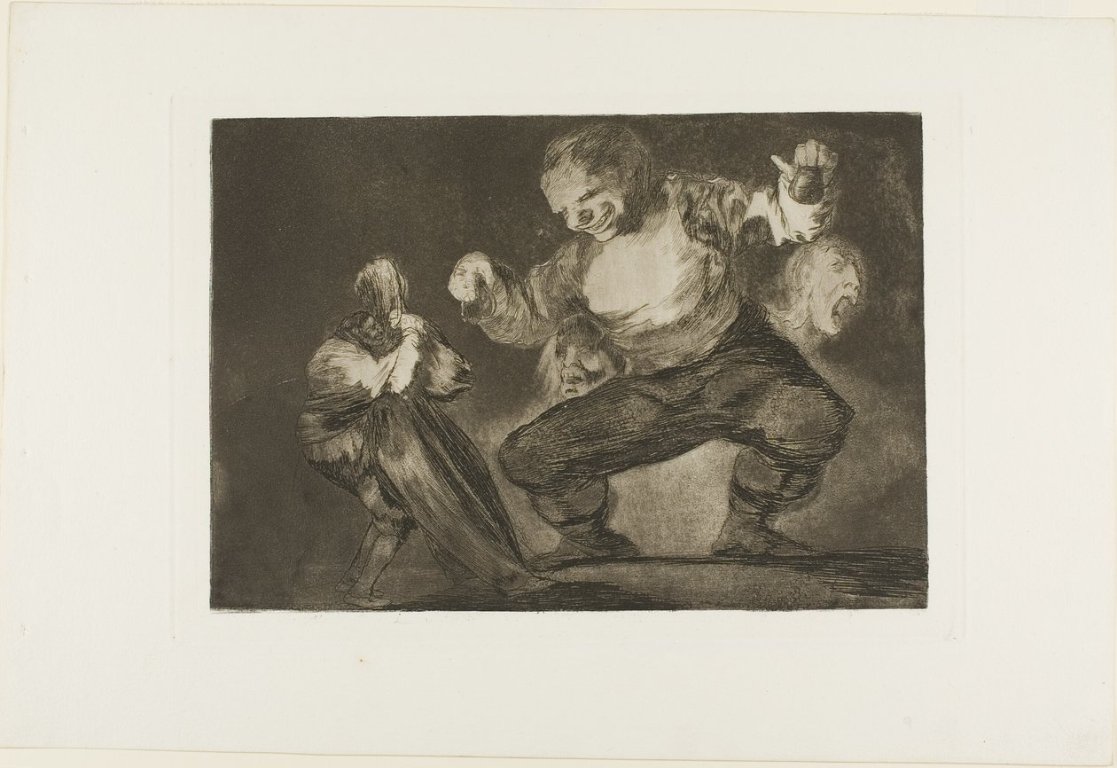 Tańczący olbrzym, z Disparates, opublikowany jako płyta 4 w Los Proverbios autorstwa Francisco Jose de Goya y Lucientes