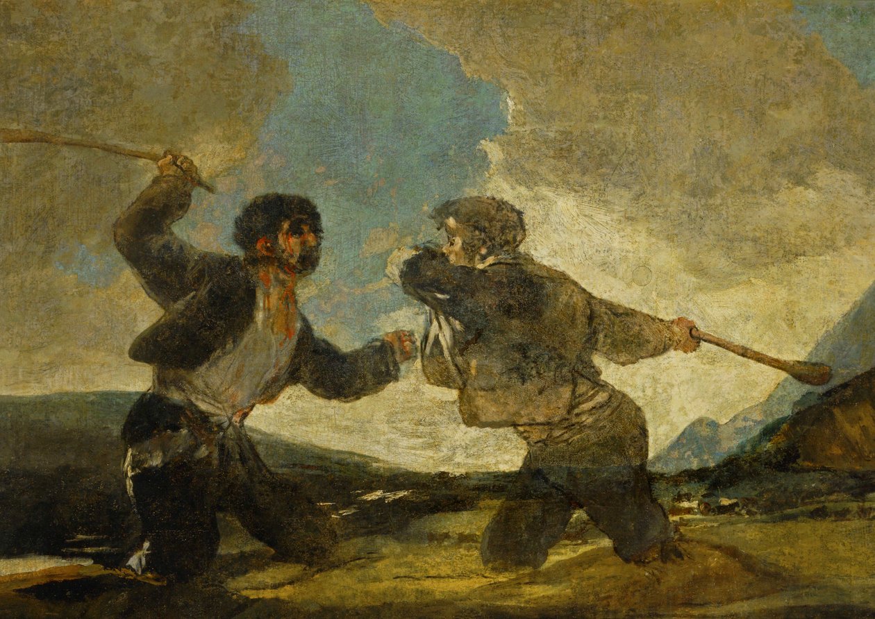 Pojedynek na pałki ... (obraz na płótnie) autorstwa Francisco Jose de Goya y Lucientes