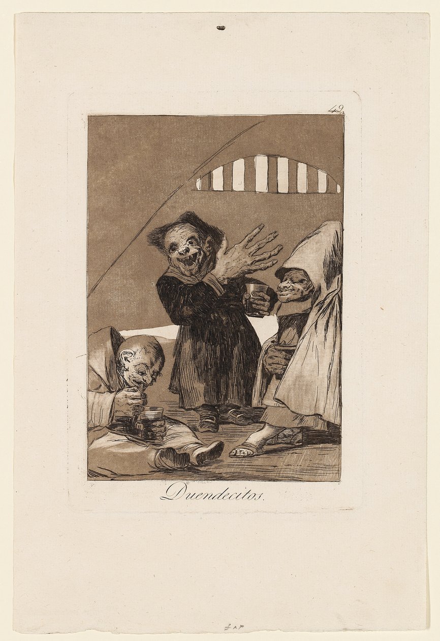 Duendecitos, płyta z „Los Caprichos”, 1799 autorstwa Francisco de Goya