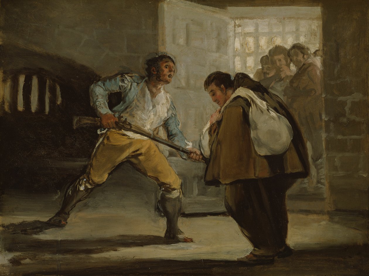 El Maragato grozi bratu Pedro de Zaldivia swoją bronią autorstwa Francisco Jose de Goya y Lucientes