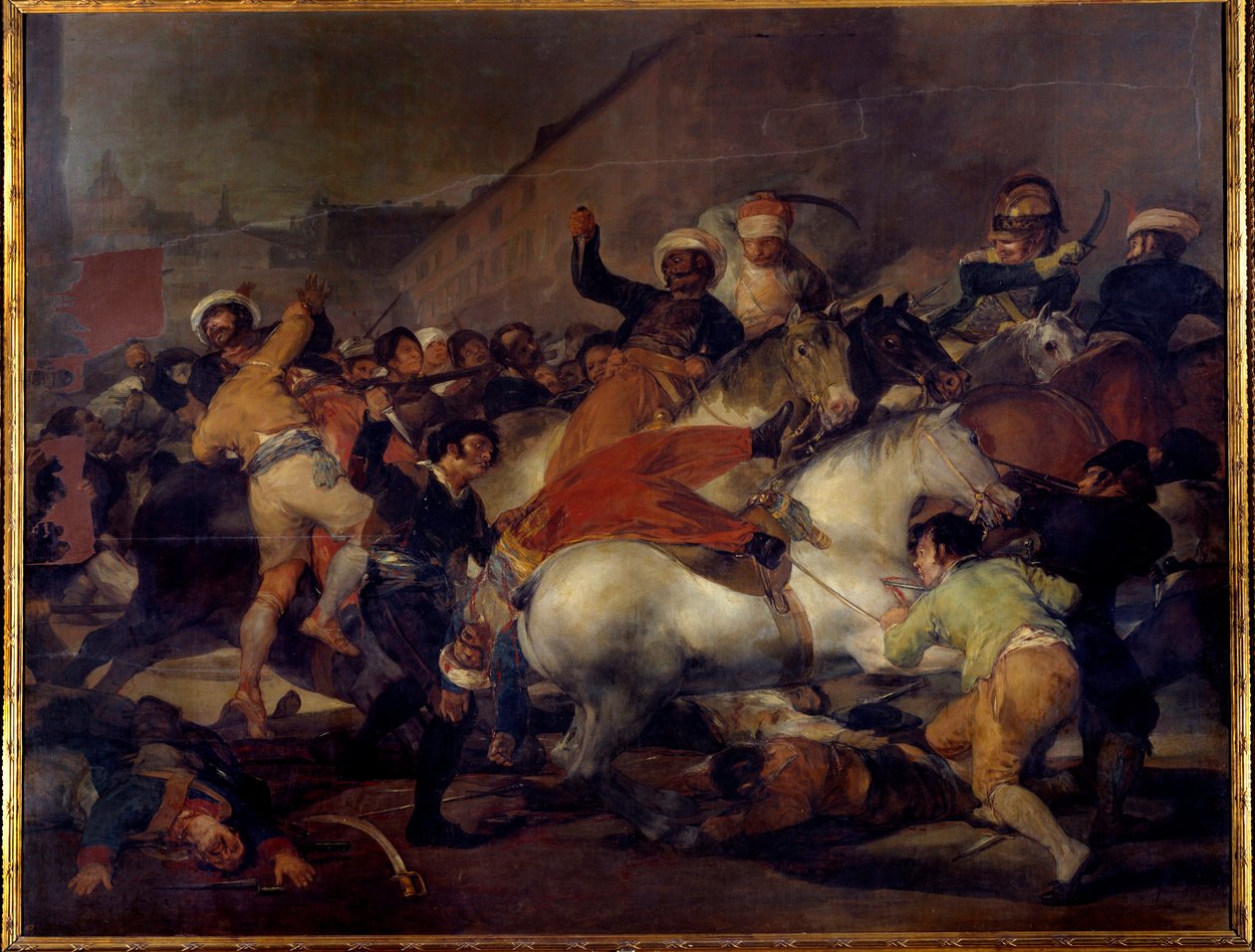 El dos de Mayo (2 maja) lub „Szarża mameluków””: bunt przeciwko Józefowi Bonaparte (brat Napoleona I) w Madrycie 2 maja 1 Obraz Francisco de Goya i Lucients (1746-1828). 1814. Nd. 2,66x3,45 m Madryt. Muzeum Łąki. autorstwa Francisco de Goya