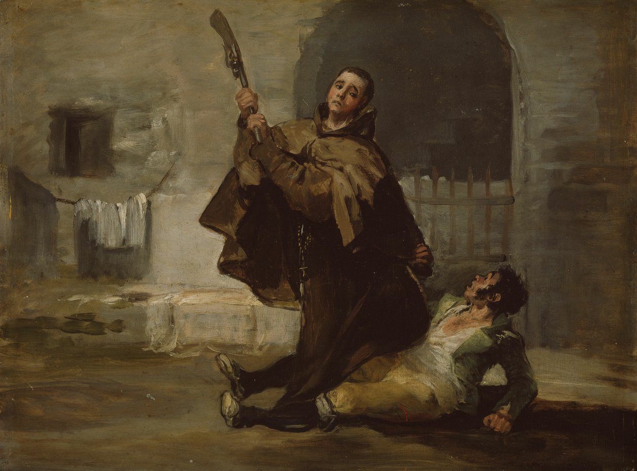 Brat Pedro uderza El Maragato kolbą pistoletu autorstwa Francisco Jose de Goya y Lucientes