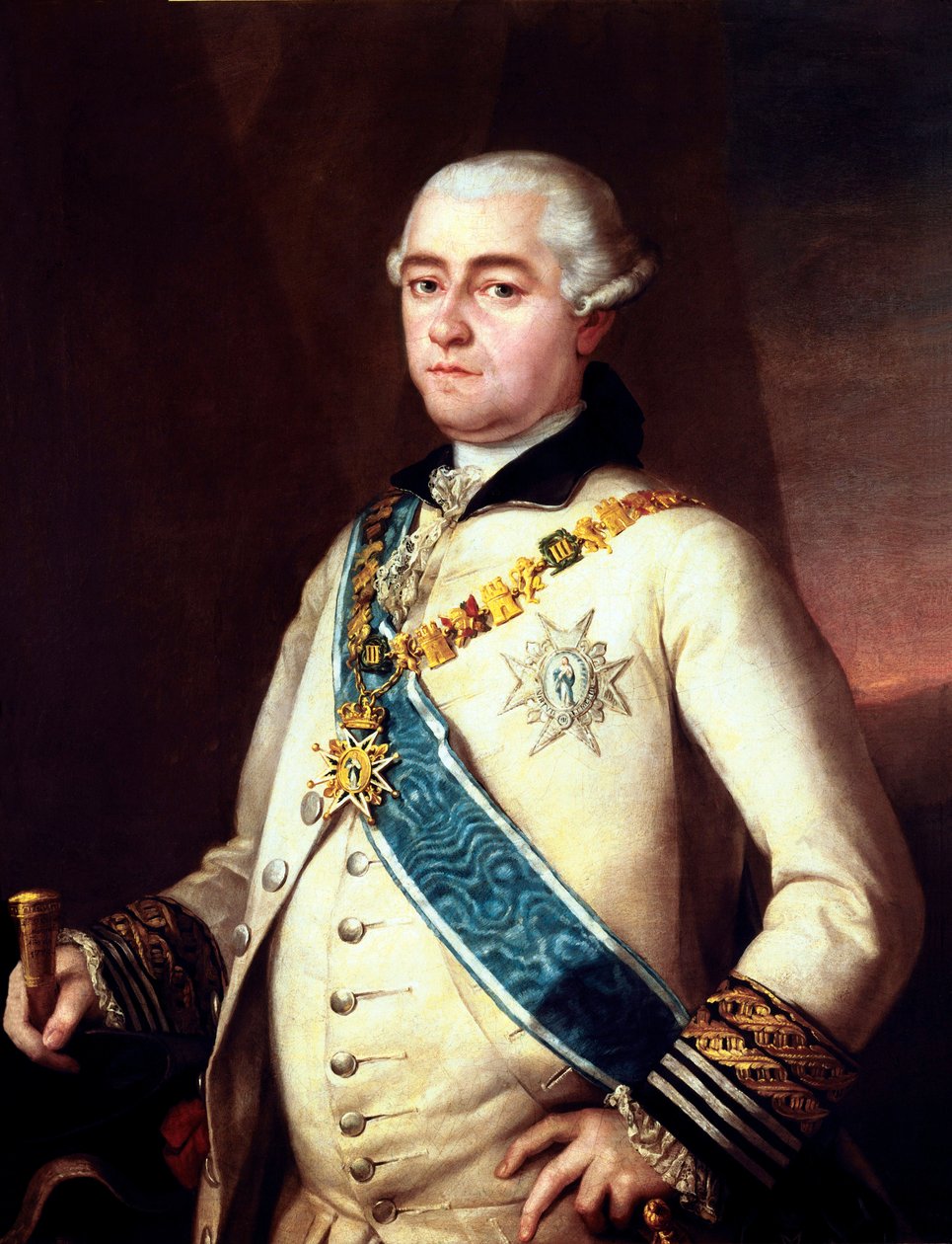 GOYA I LUCIENTES, Francisco de (1746-1828); ALCANTARA LOPEZ DE ZUNIGA, Pedro (XVIII wiek). 14. hrabia Mirandy del Castanar i 10. książę Penaranda. Dzieło dawniej przypisywane, jak głosi inskrypcja na ramie, Francisco de Goya. Na złotej rękojeści autorstwa Francisco Jose de Goya y Lucientes