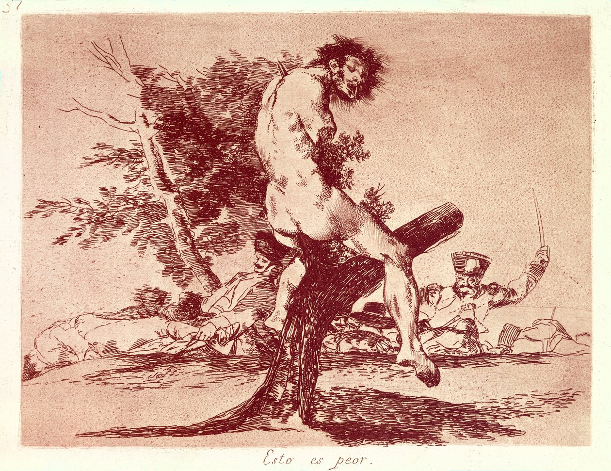 GOYA I LUCIENTES, Francisco de (1746-1828). Katastrofy wojny. To jest gorsze. 1810-1820. Akwaforta. HISZPANIA. MADRYT (WSPÓLNOTA AUTONOMICZNA). Madryt. Biblioteka Narodowa autorstwa Francisco Jose de Goya y Lucientes