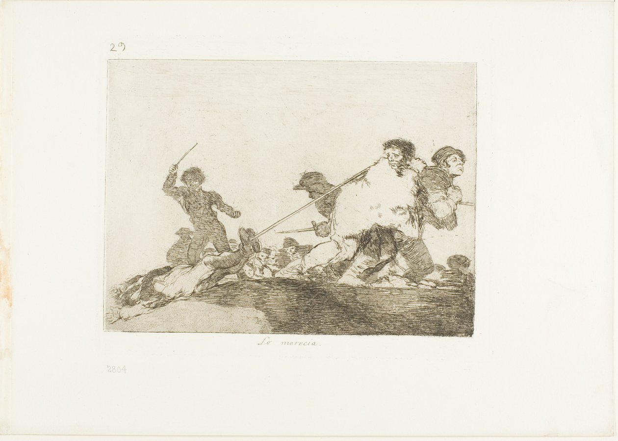 Zasłużył na to, płyta 29 z The Disasters of War autorstwa Francisco Jose de Goya y Lucientes